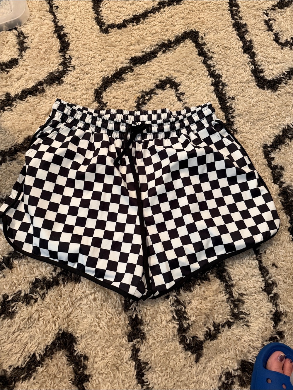 Black and White Checkered Women’s Athletic Shorts